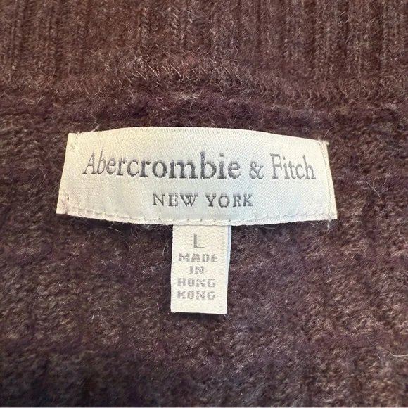 Abercrombie & Fitch Women's Brown Babydoll Cardigan, A&F Cable Knit Y2K - Picture 4 of 8